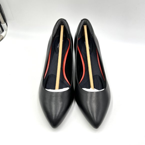 Rockport‎ Womens Kalila Black Leather Low Kitten Heels Pumps Shoes 6.5M - Picture 2 of 15